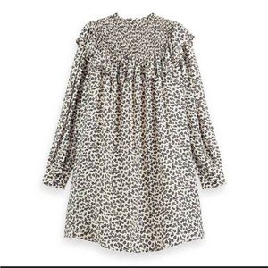 Scotch & Soda Amsterdam Short Flowy Dress Smocked Ruffles Sz small‎ frill cream